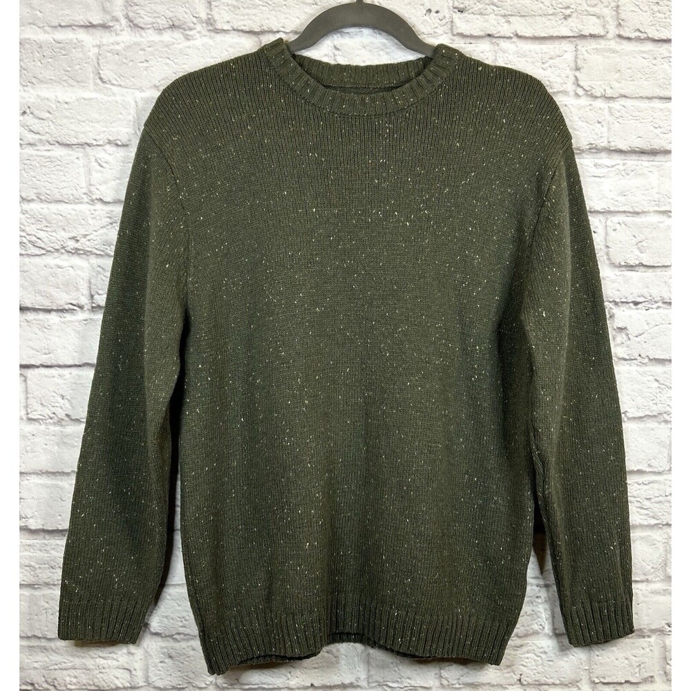 Mens Line of‎ Trade Corduroy Patches Sweater Caiman Green Wool Blend Textured XL